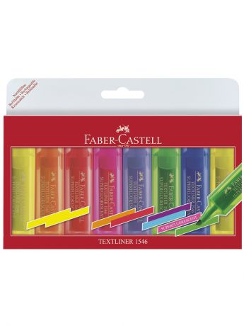 Маркеры Faber-Castell Текстовыделитель 1546, флуоресцентный, набор цветов, в футляре, 8 шт.