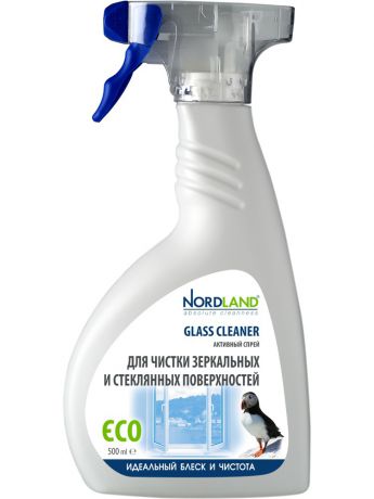 Средства для уборки NORDLAND Nordland активный спрей для чистки зеркальных и стеклянных поверхностей, 500 мл.