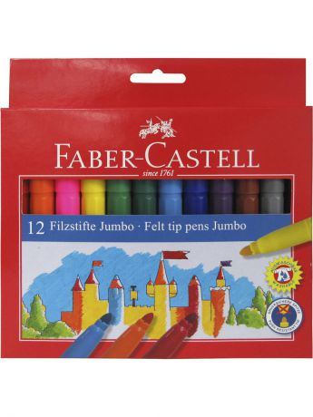 Фломастеры Faber-Castell Фломастеры JUMBO, набор цветов, в картонной коробке, 12 шт