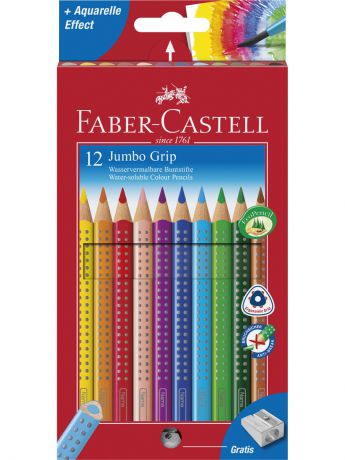 Карандаши Faber-Castell Цветные карандаши JUMBO GRIP с точилкой, набор цветов,  в картонной коробке, 12 шт.