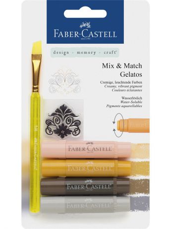 Мелки Faber-Castell Gelatos базовые цвета, 4 шт., в блистере с маркой и кисточкой