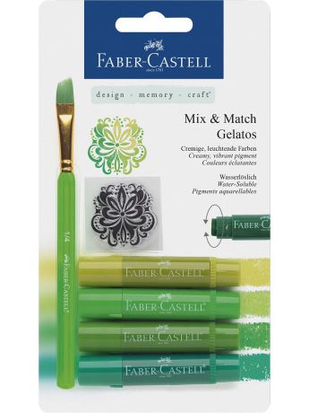Мелки Faber-Castell Gelatos зеленый, 4 шт., в блистере с маркой и кисточкой