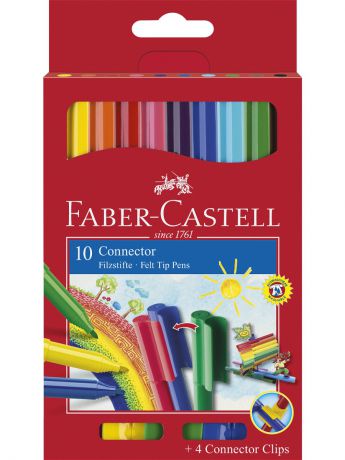 Фломастеры Faber-Castell Фломастеры с клипом, в картонной коробке, 10 шт. (инструкция внутри)