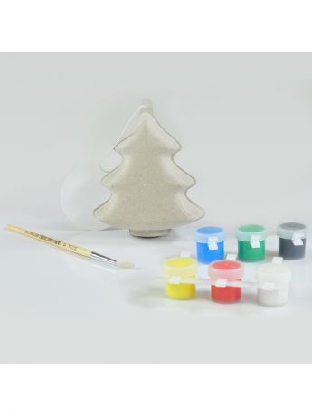 Наборы для рисования Дерево Счастья Набор для творчества "Елка", игрушка из папье-маше, кисть, краски