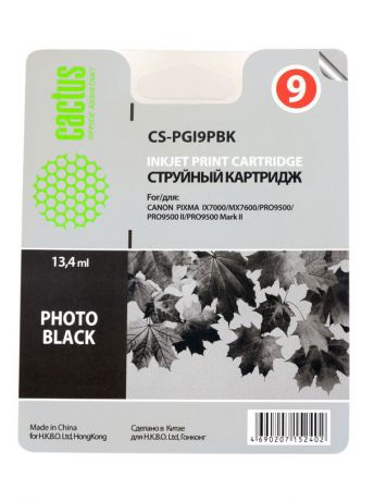 Картриджи для принтеров Cactus Картридж струйный Cactus CS-PGI9PBK фото черный для Canon Pixma PRO9000 MarkII/PRO9500 (13.4мл)
