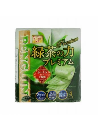 Туалетная бумага Marutomi Paper Туалетная бумага Марутоми Пенгвин Зеленый чай премиум трехслойная