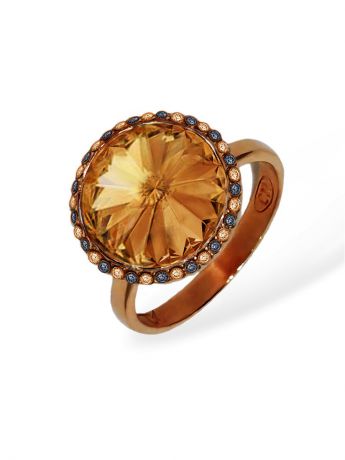Кольца ювелирная бижутерия Mademoiselle Jolie Paris Кольцо Enigme с медовыми кристаллами Swarovski