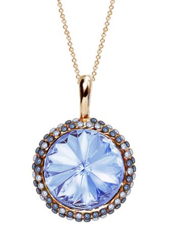 Колье ювелирная бижутерия Mademoiselle Jolie Paris Кулон Enigme с голубыми кристаллами Swarovski