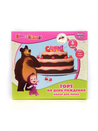 Наборы для лепки Играем вместе Набор тесто для лепки MULTIART "Маша и медведь" торт.
