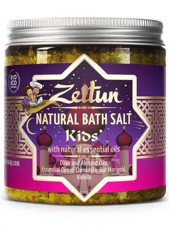 Соль для ванн Зейтун Морская соль с маслом для купания. С экстрактами ромашки, череды и ванилью.