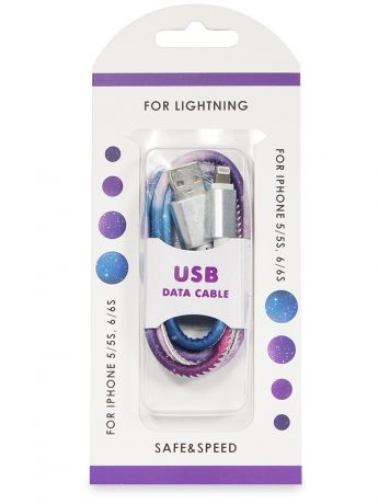 Кабели IQ Format Дата-кабель lightning/USB экокожа "космос"