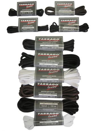Шнурки Tarrago Набор шнурков 60см, 75 см, 90см, 120см, 150см. Хлопок 10 пар