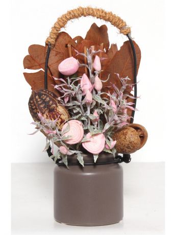 Искусственные растения Magic Home Декоративная композиция Осенняя из искуственных цветов из древесной стружки Эшиномене,  сухоцветов