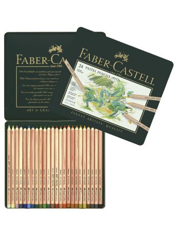 Карандаши Faber-Castell Пастельные карандаши PITT, набор цветов, в металлической коробке, 24 шт.