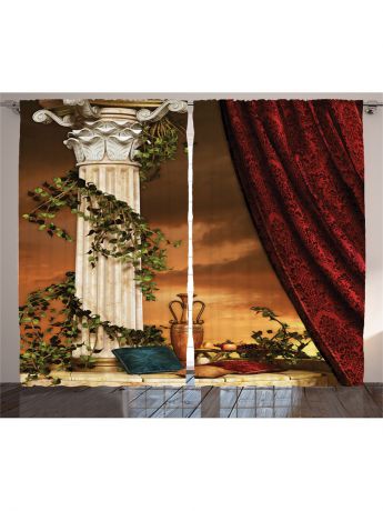 Фотошторы Magic Lady Комплект фотоштор для гостиной "Ужин в римском замке", плотность ткани 175 г/кв.м, 290*265 см