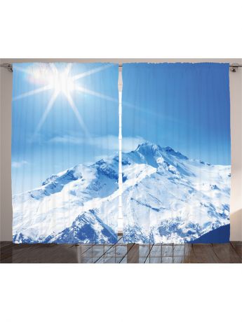 Фотошторы Magic Lady Комплект фотоштор для гостиной "Солнце над синими горами", плотность ткани 175 г/кв.м, 290*265 см