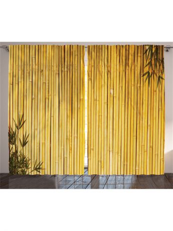 Фотошторы Magic Lady Комплект фотоштор для гостиной "Желтые стволы бамбука", плотность ткани 175 г/кв.м, 290*265 см