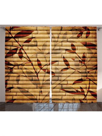 Фотошторы Magic Lady Комплект фотоштор для гостиной "Рисунок на бамбуке", плотность ткани 175 г/кв.м, 290*265 см