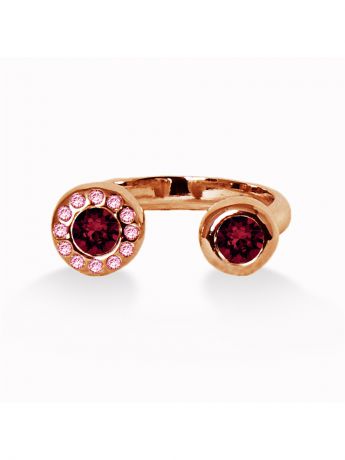 Кольца ювелирная бижутерия Mademoiselle Jolie Paris Разомкнутое кольцо Jolie с бордовыми кристаллами Swarovski