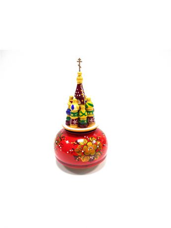 Сувениры Taowa Церквушка маленькая с заводным механизмом красная с золотыми цветами