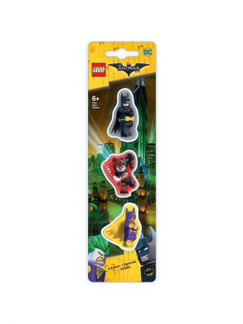 Ластики Lego. Набор ластиков (3 шт.) LEGO Batman Movie (Лего Фильм: Бэтмен)- Batman/Batgirl/Harley Quinn