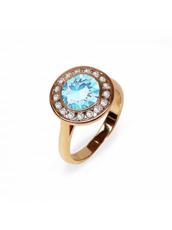 Кольца ювелирная бижутерия Mademoiselle Jolie Paris Кольцо Isabelle с голубыми кристаллами Swarovski в золоте