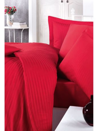 Постельное белье CLASY Комплект постельного белья STRIPE SATIN Red/Красный, страйп-сатин, 200ТС, 100% хлопок, евро
