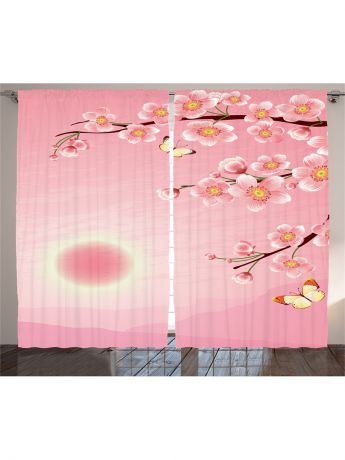 Фотошторы Magic Lady Комплект фотоштор для гостиной "Розовый рассвет", плотность ткани 175 г/кв.м, 290*265 см