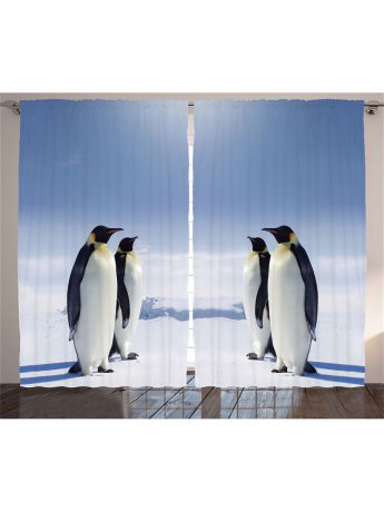 Фотошторы Magic Lady Комплект фотоштор для гостиной "Императорские пингвины", полиэстер плотностью 175 г/кв.м, 290*265 см