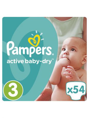 Подгузники детские Pampers Подгузники Pampers Active Baby-Dry 5-9 кг, 3 размер, 54 шт.