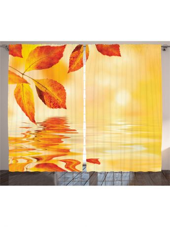 Фотошторы Magic Lady Комплект фотоштор из полиэстера высокой плотности "Осенние листья над водой", 290*265 см