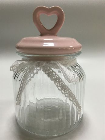 Емкости неполимерные Magic Home Стеклянная ёмкость для продуктов Розовое сердце, арт.44749