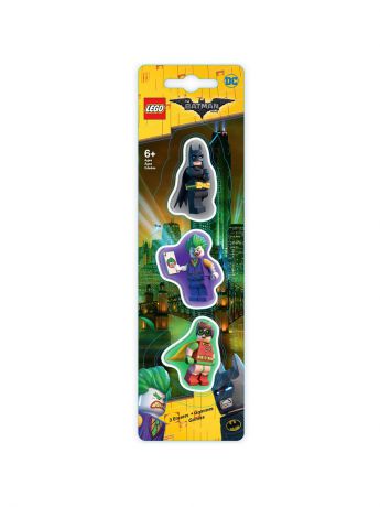 Ластики Lego. Набор ластиков (3 шт.) LEGO Batman Movie (Лего Фильм: Бэтмен)- Batman/Robin/The Joker