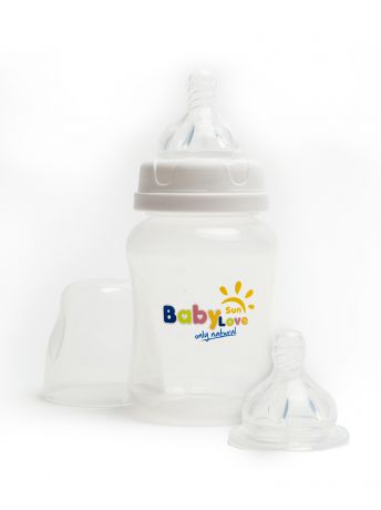 Бутылочки для кормления Baby Sun Love only natural Бутылочка для кормления, 210 мл +  Силиконовая соска для бутылочек быстрый поток