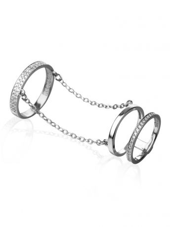Ювелирные кольца KU&KU Кольцо с цепочками на две фаланги
