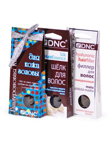 Косметические наборы для ухода DNC Набор для волос: Филлер (3х15мл), Шелк (4х10мл) и Гиалуроновая кислота для кожи головы (3х15мл)