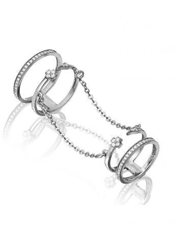 Ювелирные кольца KU&KU Кольцо с цепочками на две фаланги