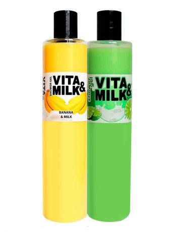 Гели VITA-MILK Гель для душа в наборе. Ароматы: Банан, Лайм