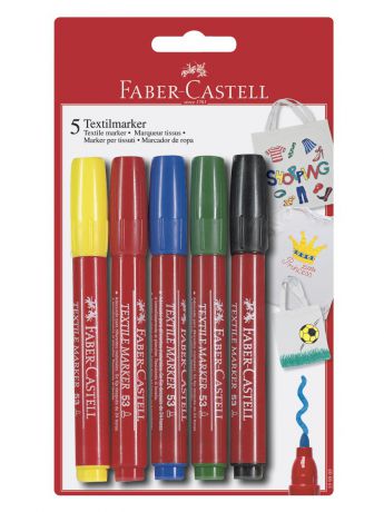 Фломастеры Faber-Castell Фломастеры для ткани, набор цветов, в блистере, 5 шт.