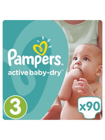 Подгузники детские Pampers Подгузники Pampers Active Baby-Dry 5-9 кг, 3 размер, 90 шт.