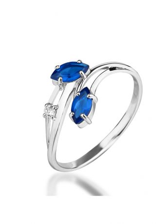 Ювелирные кольца KU&KU Кольцо Стильное с синим фианитом под сапфир