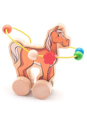 Каталки Игрушки из дерева Развивающая игрушка серпантинка лабиринт-каталка Лошадь