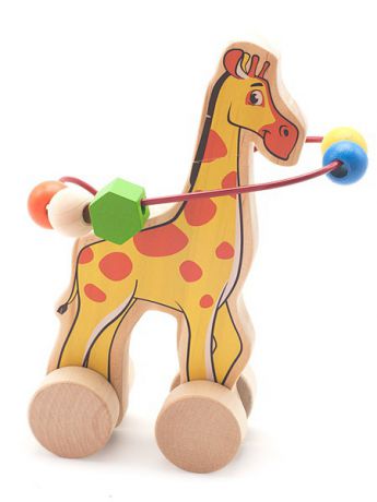 Каталки Игрушки из дерева Развивающая игрушка серпантинка лабиринт-каталка Жираф