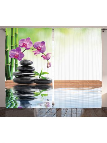 Фотошторы Magic Lady Комплект фотоштор "Орхидея, бамбук и массажные камни", 290*265 см