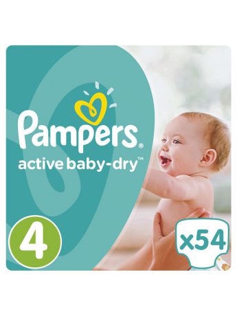 Подгузники детские Pampers Подгузники Pampers Active Baby-Dry 8-14 кг, 4 размер, 54 шт.