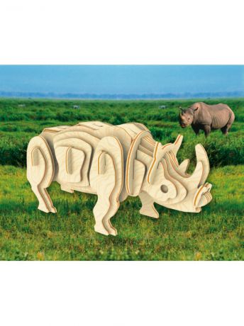 Сборные модели Игрушки из дерева Сборная модель из дерева, 3D пазл Белый носорог