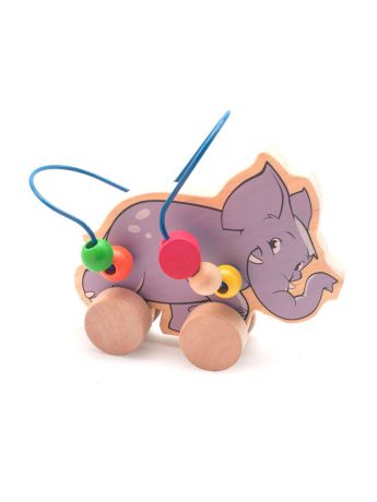 Каталки Игрушки из дерева Развивающая игрушка серпантинка лабиринт-каталка Слон
