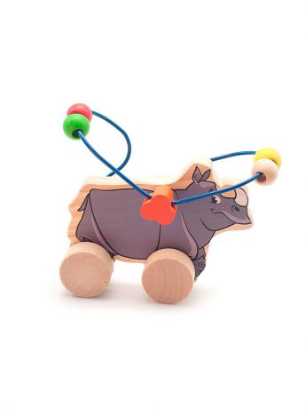 Каталки Игрушки из дерева Развивающая игрушка серпантинка лабиринт-каталка Носорог