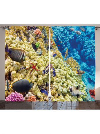 Фотошторы Magic Lady Комплект фотоштор "Рыбы и кораллы", 290*265 см