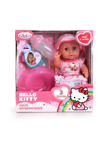 Куклы Карапуз Пупс Карапуз "Hello Kitty" 20 см, 3 функции, пьет, писает, закрывает глазки, с аксессуарами.